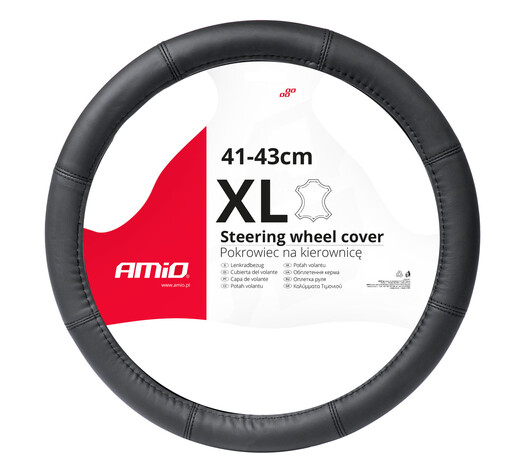 Amio - ΚΑΛΥΜΜΑ ΤΙΜΟΝΙΟΥ ΑΠΟ ΤΕΧΝΟΔΕΡΜΑ 44-46CM SWC-48-ΧΧL ΣΕ ΜΑΥΡΟ ΧΡΩΜΑ ΜΕ ΜΑΥΡΕΣ ΡΑΦΕΣ - 1 ΤΕΜ. (03549/AM)