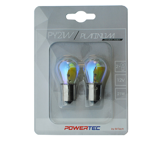 PY21W 12V 21W BAU15s 3.500K ΜΟΝΟΠΟΛΙΚΟ ΠΑΡΑΚΕΝΤΡΟ ΠΟΡΤΟΚΑΛΙ RAINBOW POWERTEC PLATINUM 2ΤΕΜ.