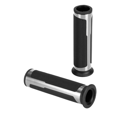 ΧΕΡΟΥΛΙΑ MOTO STYLE GRIP ΜΑΥΡΟ/ΑΣΗΜΙ ΧΡΩΜΑ 22mm+25mm 12cm LAMPA - 2 τεμ.