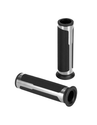 ΧΕΡΟΥΛΙΑ MOTO STYLE GRIP ΜΑΥΡΟ/ΑΣΗΜΙ ΧΡΩΜΑ 22mm+25mm 12cm LAMPA - 2 τεμ.