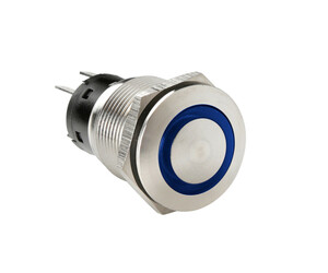 ΔΙΑΚΟΠΤΗΣ ΜΠΟΥΤΟΝ (BUTTON) 12/24V 5Amax 5PIN IP65 ON/OFF ME LED ΜΠΛΕ ΑΝΟΞΕΙΔΩΤΟ ΑΤΣΑΛΙ LAMPA - 1 TEM.