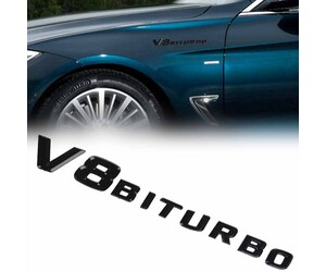 Αυτοκόλλητο μεταλλικό μαύρο V8 BITURBO