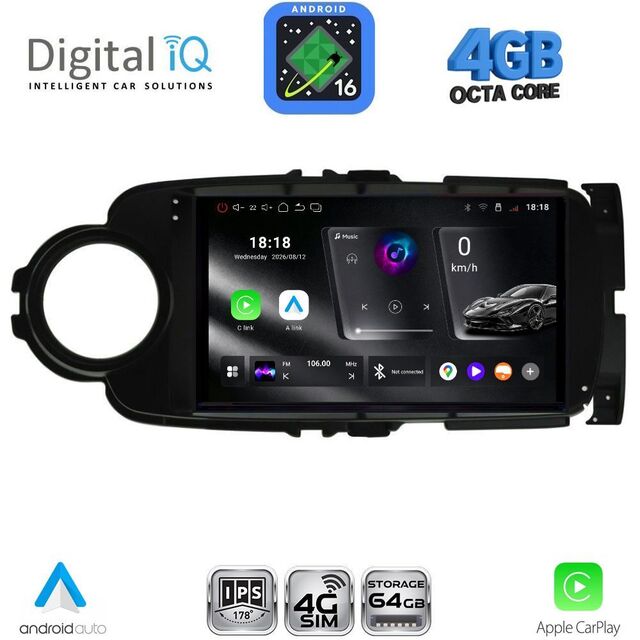 DIGITAL IQ RTG 6737BL_CPA (9inc) MULTIMEDIA TABLET for TOYOTA YARIS mod. 2011-2015 (BLACK)