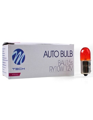 RY10W 12V 10W BAU15s ΠΟΡΤΟΚΑΛΙ (ΜΟΝΟΠΟΛΙΚΟ-ΠΑΡΑΚΕΝΤΡΟ-ΦΟΥΝΤΟΥΚΙ) STANDARD 10ΤΕΜ. M-TECH