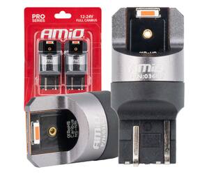 Amio - ΛΑΜΠΑΚΙΑ W21/5W 7443 12/24V 6.000K 2xSMD LED FULL CAN-BUS ΚΟΚΚΙΝΟ PRO SERIES - 2 Τεμ. (03602/AM)