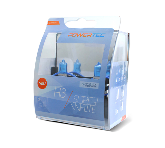 H3 12V 55W 3.450K PK22s POWERTECK SUPERWHITE 2ΤΕΜ.