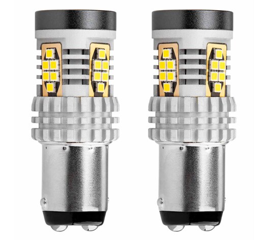 Amio - ΛΑΜΠΑΚΙΑ ΔΙΠΟΛΙΚΑ LED ΛΕΥΚΑ CAN-BUS P21/5w BAY15D 12/24V 24xSMD 3020 - 2 TEM. (02798/AM)