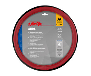 Lampa - Κάλυμμα Τιμονιού AURA  (M) 37/39cm Μαύρο ένθετο με γυαλάδα / Κόκκινο άοσμο μαλακό Skeentex - 1 τεμ. (L3290.9)