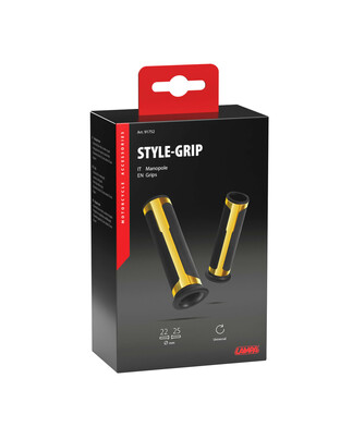 ΧΕΡΟΥΛΙΑ MOTO STYLE GRIP ΜΑΥΡΟ/ΧΡΥΣΟ ΧΡΩΜΑ 22mm+25mm 12cm LAMPA - 2 τεμ.