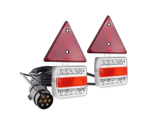 Amio - Σετ Φανάρια Πίσω Τρέιλερ LED Μαγνητικά 12V με Καλώδιο 7pin και Τρίγωνα για Πλήρη Σήμανση και Άμεση Τοποθέτηση σε Ρυμουλκούμενα - 1 Σετ (02140/AM)