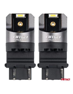 Amio - ΛΑΜΠΑΚΙΑ P27/7W 3157 12/24V 6.000K 2xSMD LED FULL CAN-BUS ΛΕΥΚΟ PRO SERIES - 2 Τεμ. (03598/AM)