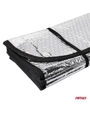 Amio – Ηλιοπροστασία Παρμπρίζ Εσωτερική Ασημί Αφρού 130x60cm με Βεντούζες για Μείωση Θερμότητας & Προστασία Καμπίνας – 1 Τεμ. (01536/AM)