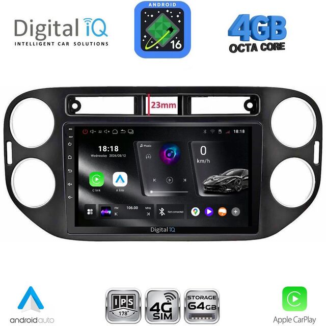 DIGITAL IQ RTG 6760BL_CPA (9inc) MULTIMEDIA TABLET for VW TIGUAN mod. 2011-2016 (BLACK)