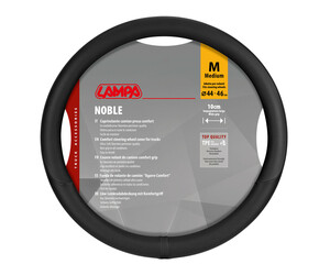 Lampa - Κάλυμμα Τιμονιού Φορτηγού NOBLE από Skeentex M 44-46εκ. Άοσμο Μαλακό αντιολισθητικό εύκολη τοποθέτηση φαρδιά λαβή 10εκ. Μαύρο - 1 τεμ. (L9708.1)