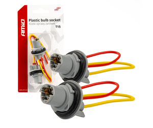 Amio - ΦΙΣΑ 12/24V ΓΙΑ ΛΑΜΠΕΣ T15/W5W/W16W ME ΚΑΛΩΔΙΟ - 2 ΤΕΜ. (03049/AM)