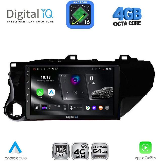 DIGITAL IQ RTG 6721_CPA (10inc) MULTIMEDIA TABLET for TOYOTA HILUX mod. 2017-2026