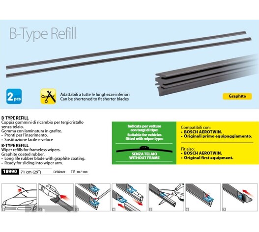ΛΑΣΤΙΧΑ ΥΑΛΟΚΑΘΑΡΙΣΤΗΡΩΝ BOSCH AEROTWIN REFILL ΓΡΑΦΙΤΗΣ 71cm (28 INCH) 2ΤΕΜ. ΚΑΤΑΛΛΗΛΑ ΓΙΑ FLAT ΝΕΟΥ ΤΥΠΟΥ ΥΑΛΟΚΑΘΑΡΙΣΤΗΡΕΣ