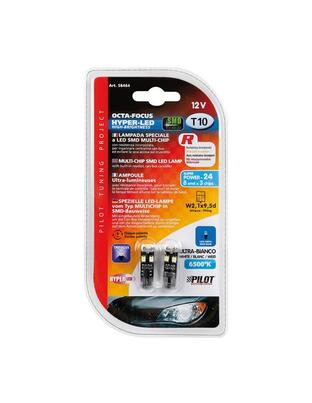 T10 W5W 12V W2,1x9,5d 100lm HYPER-LED24 6.500K ΛΕΥΚΟ 8SMDx3chips (ΚΑΡΦΩΤΟ - CAN-BUS) 2ΤΕΜ.