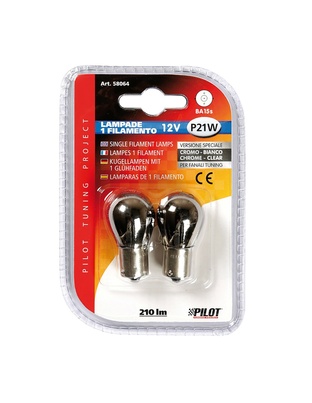 P21W 12V 21W BA15s ΜΟΝΟΠΟΛΙΚΟ CHROME SERIES ΚΑΘΡΕΠΤΗΣ ΜΟΝΟΠΟΛΙΚΟ ΛΕΥΚΟ ΦΩΣ BLISTER 2ΤΕΜ.