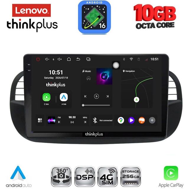 LENOVO LTM 11130BL_CPA (9inc) MULTIMEDIA TABLET for FIAT 500 mod. 2007-2015 (BLACK)