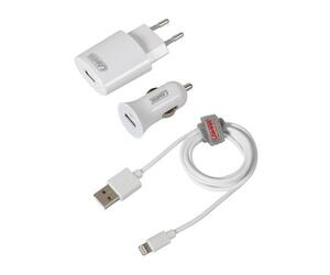 Καλώδιο Φορτισης / Συγχρονισμού USB για Apple 100cm 8pin με αντάπτορα USB αναπτήρα 12V/24V και αντάπτορα 220V