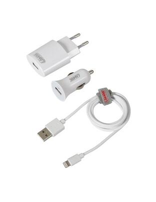 Καλώδιο Φορτισης / Συγχρονισμού USB για Apple 100cm 8pin με αντάπτορα USB αναπτήρα 12V/24V και αντάπτορα 220V