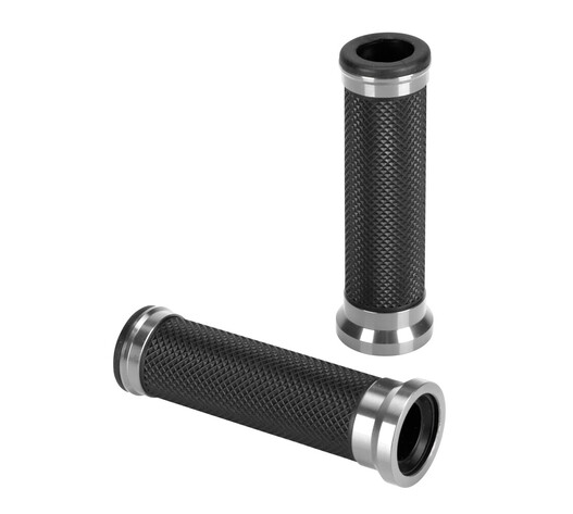 ΧΕΡΟΥΛΙΑ MOTO ALU GRIP  ΜΑΥΡΟ/ΑΣΗΜΙ ΧΡΩΜΑ 22mm+25mm 12cm LAMPA - 2 τεμ.