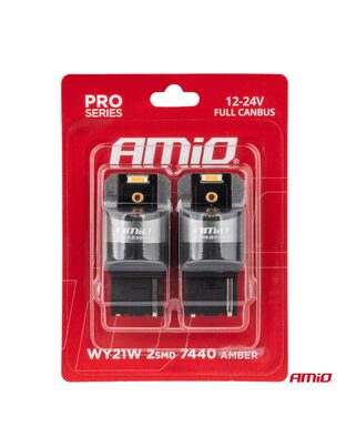 Amio - ΛΑΜΠΑΚΙΑ WY21W 7440 12/24V 6.000K 2xSMD LED FULL CAN-BUS ΠΟΡΤΟΚΑΛΙ PRO SERIES - 2 Τεμ. (03600/AM)