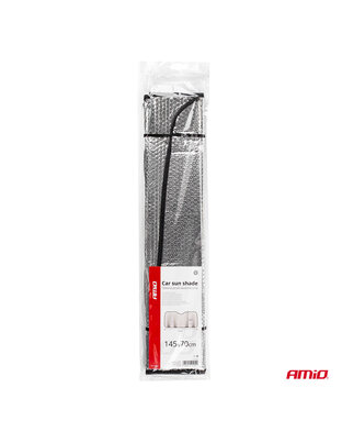 Amio – Ηλιοπροστασία Παρμπρίζ Εσωτερική Ασημί Αφρού 130x60cm με Βεντούζες για Μείωση Θερμότητας & Προστασία Καμπίνας – 1 Τεμ. (01536/AM)