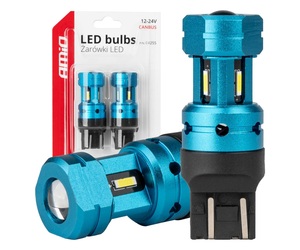 Amio - Λάμπες LED CANBUS T20 7443 W21/5W 4SMD 1860 Λευκή 6000K  – 12/24V - 2 Τεμ. (04255/AM)