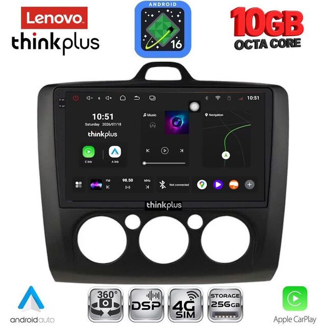 LENOVO LTM 11156BL_CPA A/C (9inc) MULTIMEDIA TABLET for FORD FOCUS mod. 2005-2012 (BLACK)