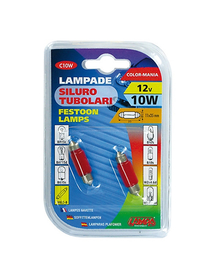 ΛΑΜΠΑΚΙΑ ΚΟΚΚΙΝΑ ΣΩΛΗΝΩΤΑ 12V/10W 35mm