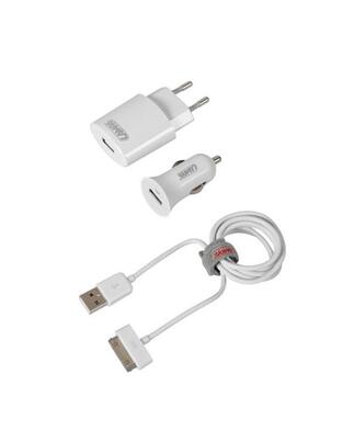 Καλώδιο Φορτισης / Συγχρονισμού USB για Apple 100cm 30pin με αντάπτορα USB αναπτήρα 12V/24V και αντάπτορα 220V