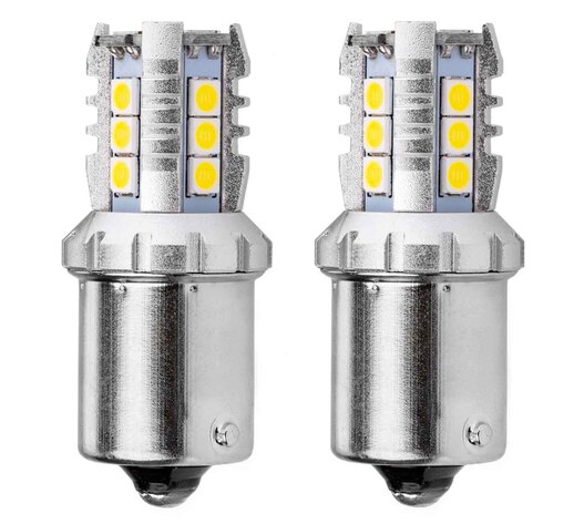 Amio - R5W/R10W P21W BA15S 12/24V 16xSMD 3030 LED ΛΕΥΚΟ CAN-BUS 2ΤΕΜ. (02796/AM)