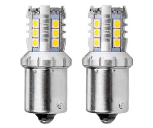 Amio - R5W/R10W P21W BA15S 12/24V 16xSMD 3030 LED ΛΕΥΚΟ CAN-BUS 2ΤΕΜ. (02796/AM)