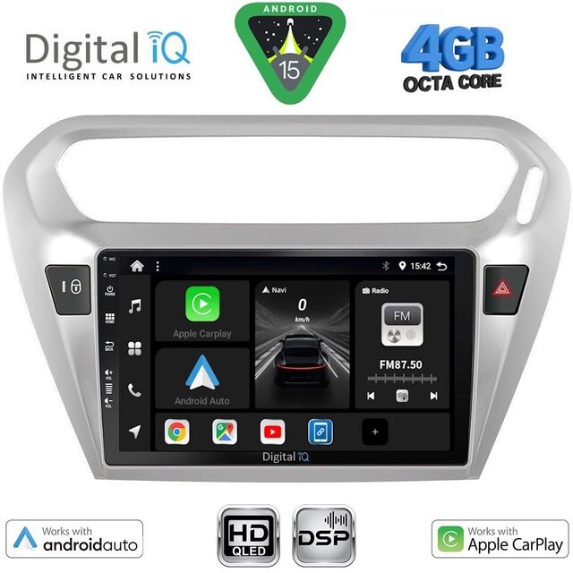 DIGITAL IQ BXF 16511SL_CPAA (9inc) MULTIMEDIA TABLET for CITROEN ELYSEE – PEUGEOT 301 mod. 2013-2026 (SILVER)