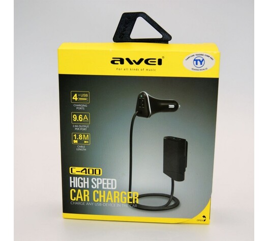 ΓΡΗΓΟΡΟΣ ΦΟΡΤΙΣΤΗΣ ΑΥΤΟΚΙΝΗΤΟΥ ΜΕ 4 ΘΥΡΕΣ USB 2.4A PH-AN-400