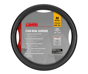 Lampa - Κάλυμμα Τιμονιού Φορτηγού Club γνήσιο δέρμα M 44-46εκ. Άοσμο Μαλακό εύκολη τοποθέτηση φαρδιά λαβή 10εκ. Μαύρο - 1 τεμ. (L9716.4)