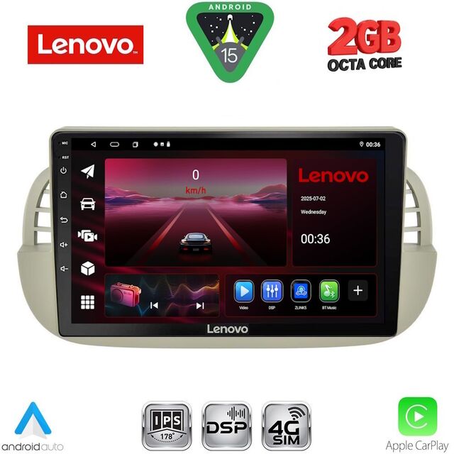 LENOVO LVF 5130BG_CPA (9inc) MULTIMEDIA TABLET for FIAT 500 mod. 2007-2015 (BEIGE)