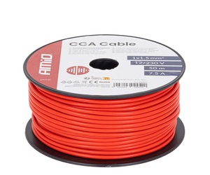 Amio - Μονόκλωνο Καλώδιο Εγκατάστασης CCA 1×1,5mm² 50m – 12/230V - 1 τεμ. (04452/AM)