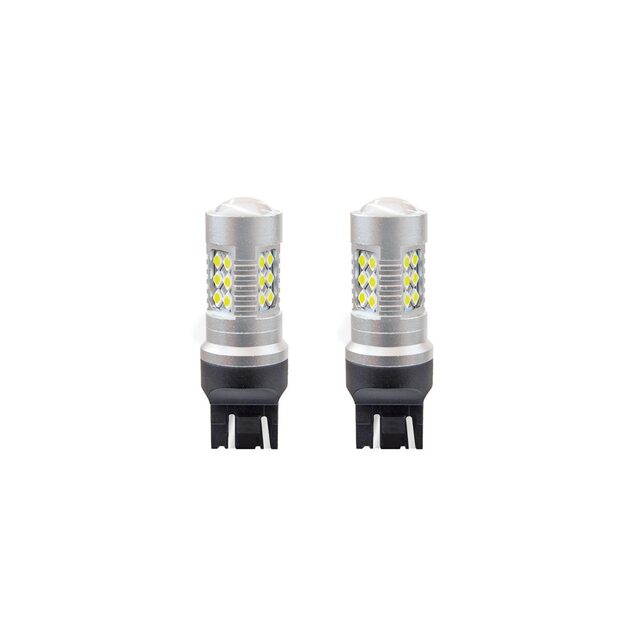 Amio - Λαμπτήρες LED τύπου W21/5W (T20 / 7443) για 12V & 24V ισχύος 6.2W με ψυχρό λευκό φως 5600K και 24 SMD 3030 CANBUS για αυξημένη ορατότητα πίσω φωτισμού - 1 Σετ (02126/AM)