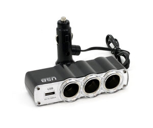 Amio - Universal Αντάπτορας Αναπτήρα Τριπλός με θύρα USB τάση λειτουργίας 12-24V ένταση ρεύματος 500mA μήκος καλωδίου 30cm για Επιβατικά Αυτοκίνητα και Φορτηγά - 1 τεμ. (01031/AM)