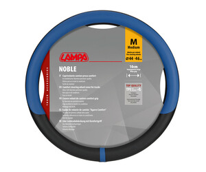 Lampa - Κάλυμμα Τιμονιού Φορτηγού NOBLE από Skeentex M 44-46εκ. Άοσμο Μαλακό αντιολισθητικό εύκολη τοποθέτηση φαρδιά λαβή 10εκ. Μαύρο / Μπλε - 1 τεμ. (L9708.5)