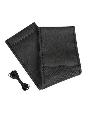 Lampa Κάλυμμα Τιμονιού Αυτοκινήτου Sport Leather Top Grip Δετό 37-39εκ. Λείο & Διάτρητο Γνήσιο Δέρμα Μαύρο με Μαύρη Ραφή 1-τεμ. (L3299.8)