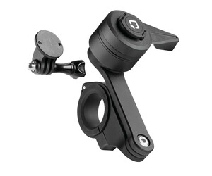 Διπλή Βάση Στήριξης Κινητού και Action Camera Combo 2.0 της σειράς Titan Optiline για Τιμόνι Μηχανής ή Ποδηλάτου με διάμετρο από 22 mm έως 35 mm με 3D αντικραδασμικό σύστημα dampener και σύστημα Duolock 2.0, συμβατή με Θήκες ή Αντάπτορες Κινητού Optiline