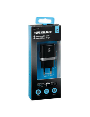 Lampa – Φορτιστής Πρίζας 220V σε 2 USB 5V 2.4A για Κινητά Smartphones Tablet Universal – 1 Τεμ. (L3894.9/T)