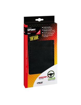 Lampa Κάλυμμα Τιμονιού Αυτοκινήτου Sport Leather Top Grip Δετό 37-39εκ. Λείο & Διάτρητο Γνήσιο Δέρμα Μαύρο με Μαύρη Ραφή 1-τεμ. (L3299.8)