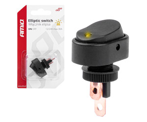 Amio - ΔΙΑΚΟΠΤΗΣ ON/OFF 3 ΕΠΑΦΩΝ ΜΕ LED ΚΙΤΡΙΝΟ 12/24V Φ12mm 30A ΜΕ ΣΠΕΙΡΩΜΑ ΟΒΑΛ - 1 ΤΕΜ. (03088/AM)