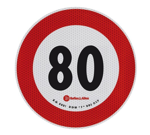 ΣΗΜΑ ΤΑΧΥΤΗΤΑΣ ΧΙΛΙΟΜΕΤΡΩΝ 80km/h ΑΥΤΟΚΟΛΛΗΤΟ 20CM ΔΙΑΜΕΤΡΟΣ