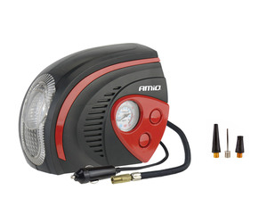 Amio - ΚΟΜΠΡΕΣΕΡ ΑΕΡΑ ΕΛΑΣΤΙΚΩΝ 12V 100psi 7bar ΜΕ ΦΙΣ ΑΝΑΠΤΗΡΑ & LED ΦΑΚΟ - 1 τεμ. (02182/AM)